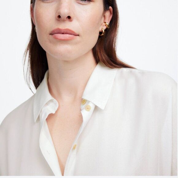 Madewell NT777 White Relaxed Dolman Button-Up Shirt NWT size xxs - Picture 1 of 10